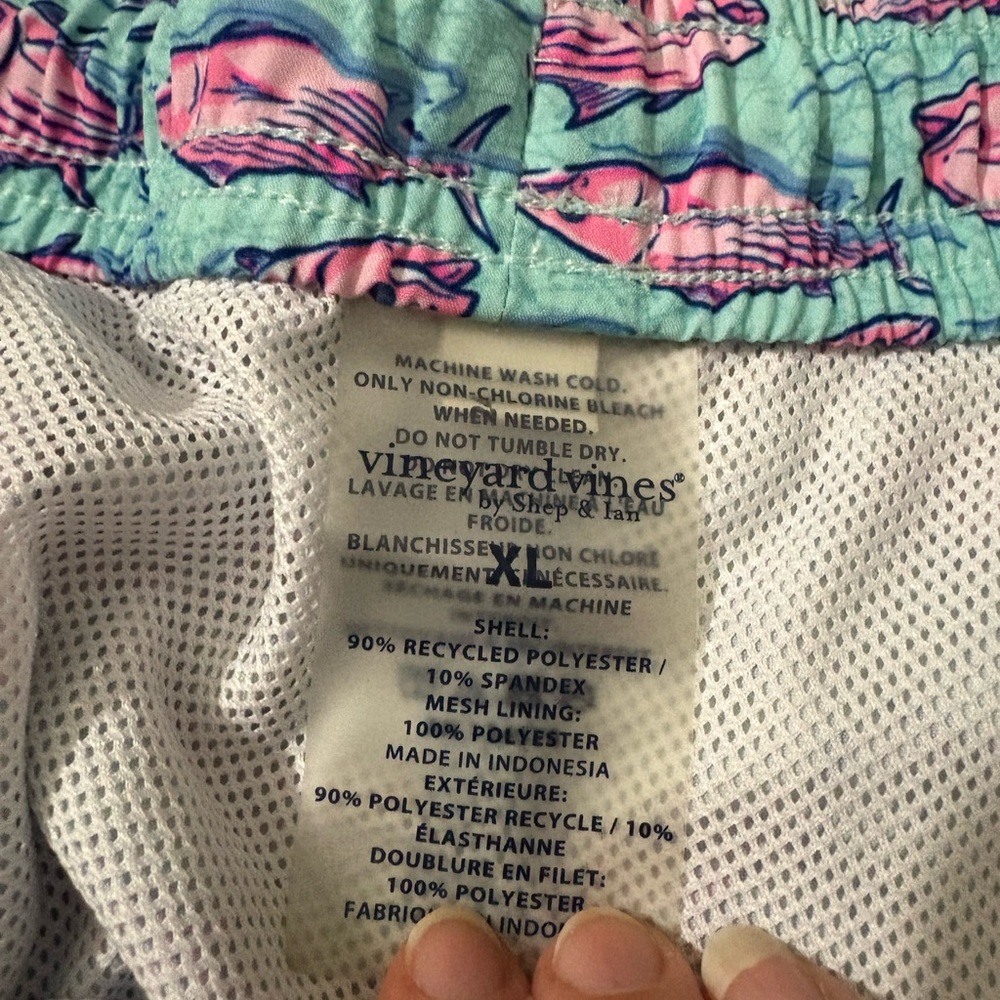 Vineyard Vines Chappy Pink and Blue Fish Swim Shorts - Picture 3 of 6